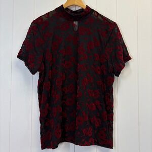 Hot Topic Women Fairy Grunge Burnout Velvet Dragon Sheer Top Size 1X Whimsigoth